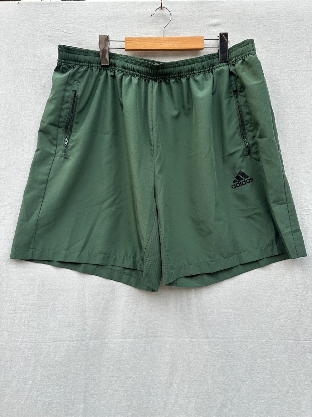 adidas Green Athletic Shorts with Zip Pockets